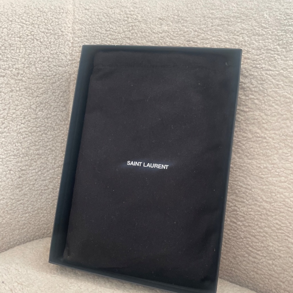 SAINT LAURENT Monogramme quilted textured-leather pouch - Dark Beige - Picture 4 of 7